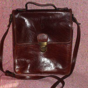 Vintage Italy Leather Cross Body and/or Messenger Bag or Satchel Made In Italy